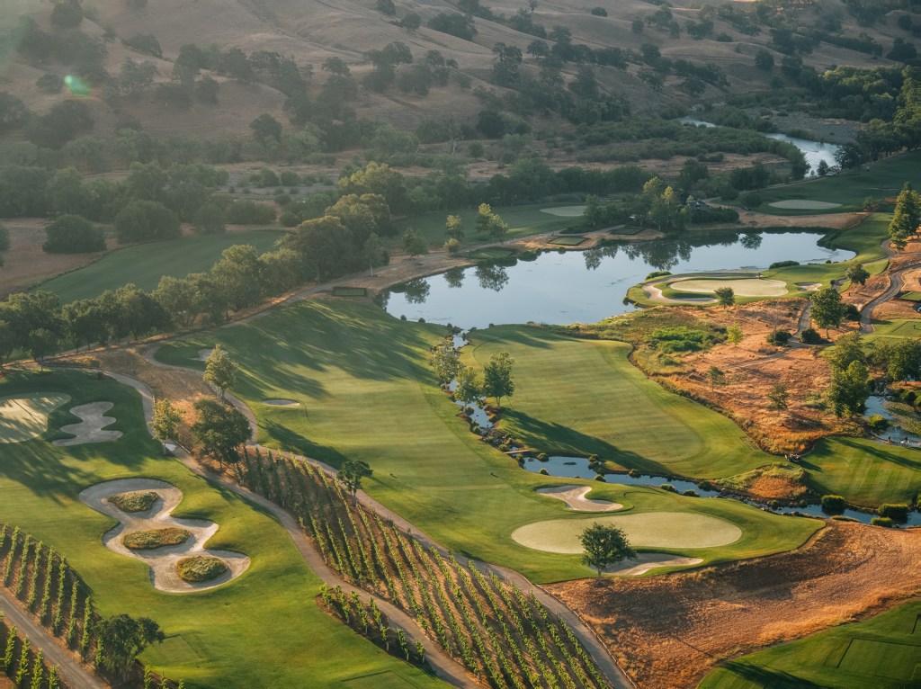 Birds eye view of golf course 