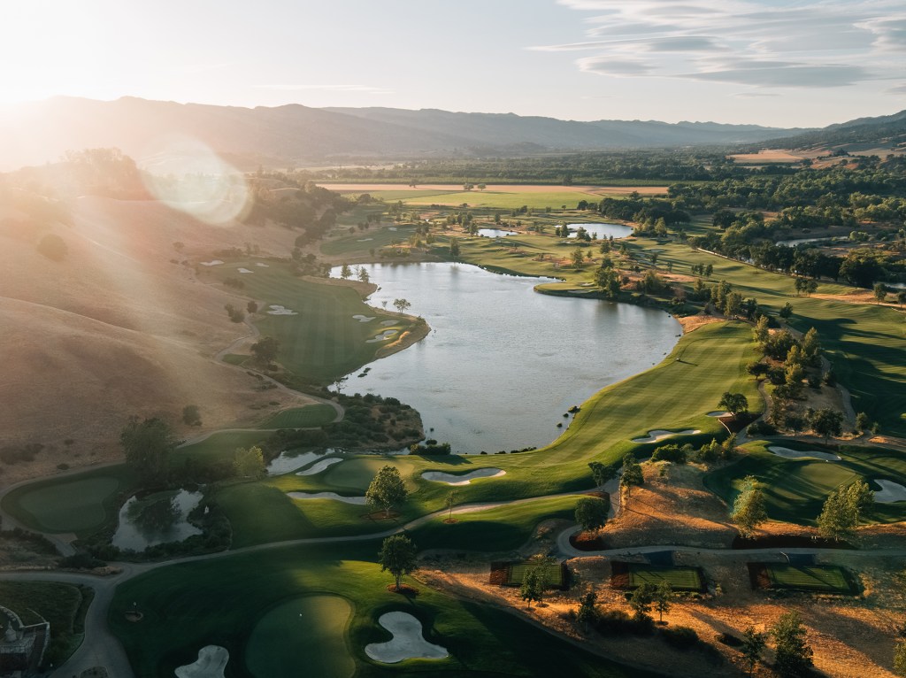 Golf course valley at sunrise